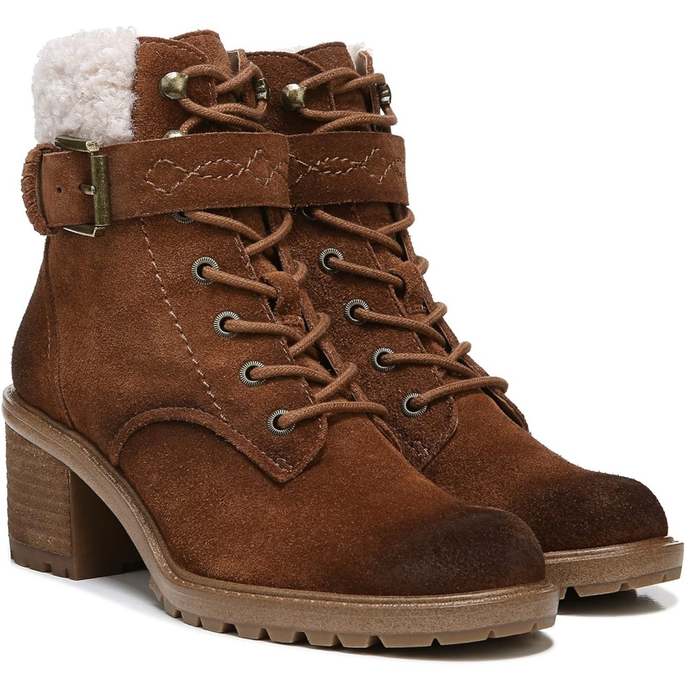 BNIB Zodiac Cognac Fur Suede Ankle Boots